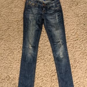 Vigoss The Brooklyn Skinny Jeans Tapered Leg Medium Wash Blue Womens Size 26 1/2